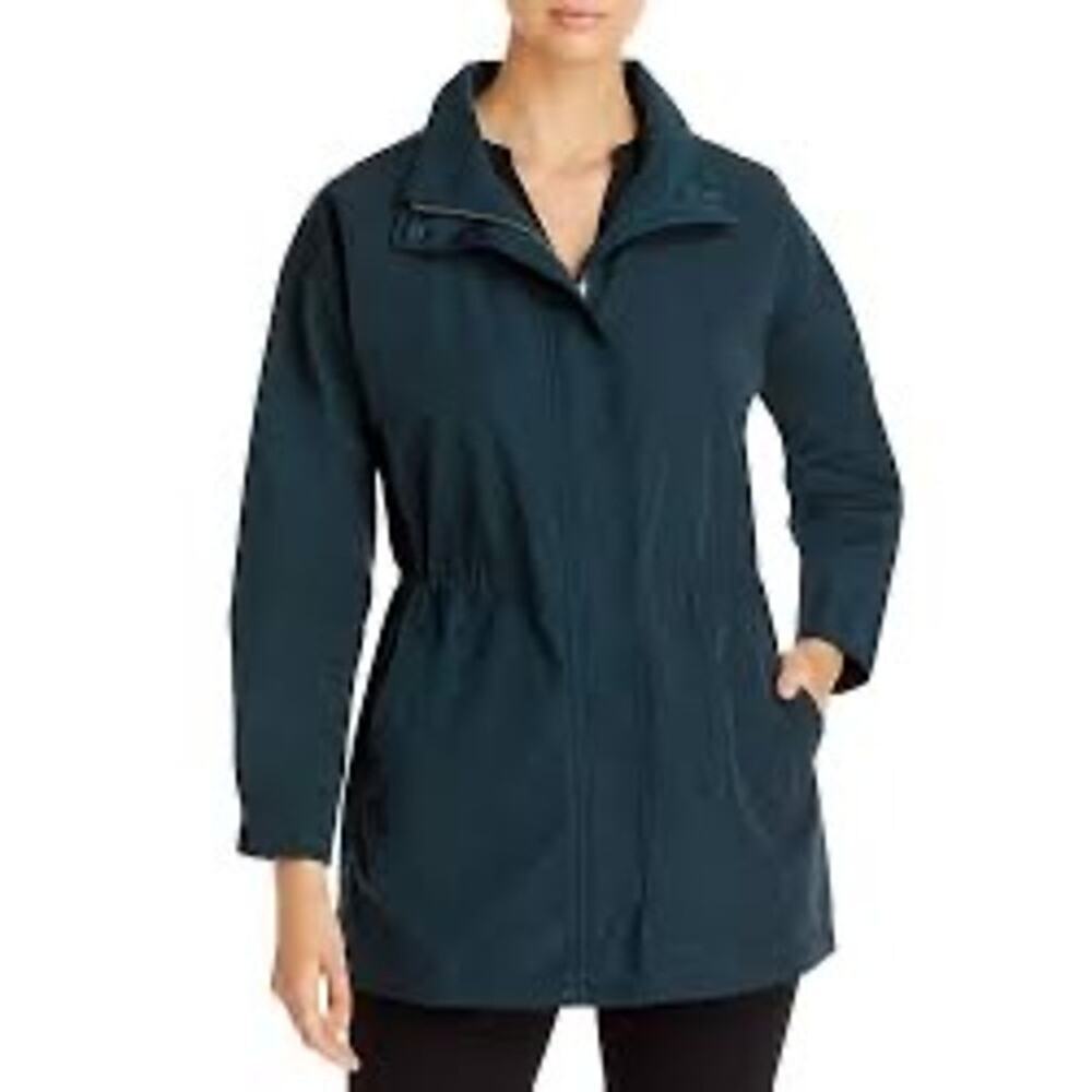 EILEEN FISHER Anorak Navy Blue‎ Lightweight Wind Jacket Rain Coat Sz Petite S